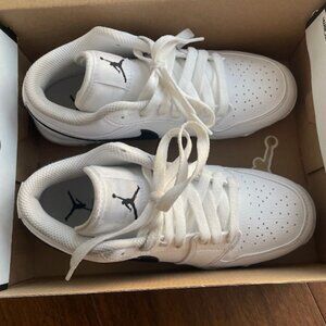 Jordan 1 Low Youth Cleat Shoes by Nike in White and Black (Kids) - Size 4Y